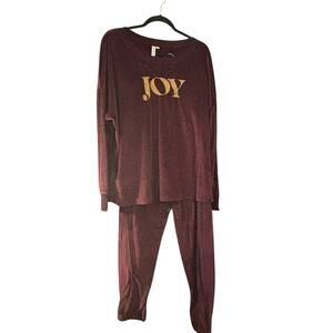 JOYSPUN Womens 2 piece Pajama Set JOY Jogger 
Pant Purple Velour Leisurewear